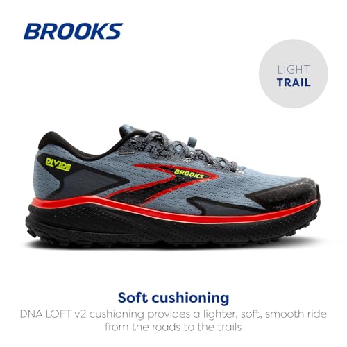 Brooks Men’s Divide 5 Trail Running Shoe - Citadel/Ebony/Lime - 10 Medium