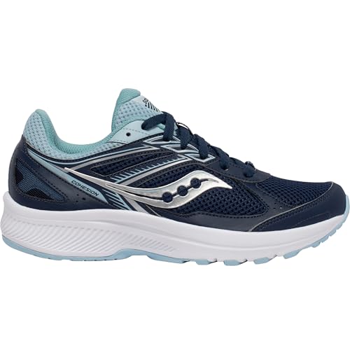 Saucony Women's Cohesion 14 Road Running Shoe, Navy/Sky, 10