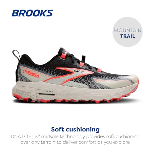 Brooks Women’s Cascadia 18 Mountain Trail Running Shoe - Black/Blue Wash/Flame - 9 Medium
