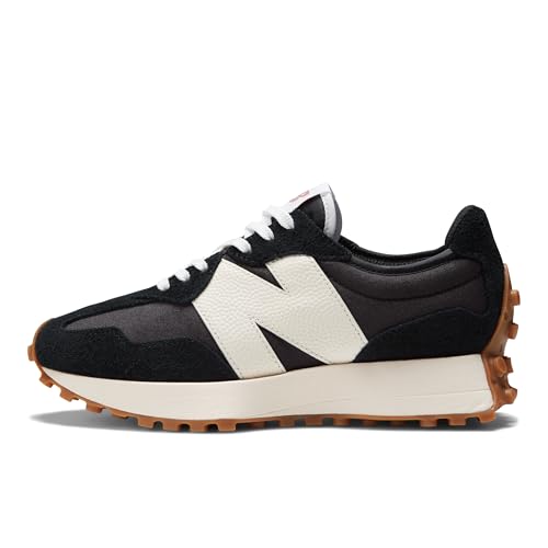 New Balance Women's 327 Sneaker, Black/White, 9.5