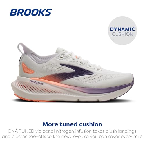 Brooks Women’s Glycerin 23 Neutral Running Shoe - White/Mulled Grape/Clear - 9 Medium