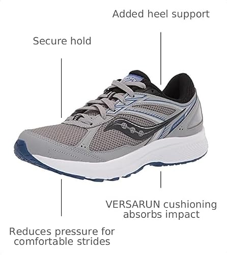Saucony Men's Cohesion 14 Running Shoe, Alloy/Black/SEA, 11.5 Medium