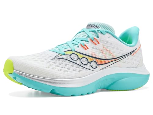 Saucony Women's Kinvara 16 Sneaker, White/Aqua, 7