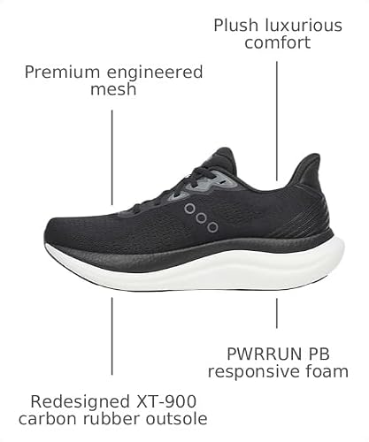 Saucony Men's Triumph 23 Sneaker, Black/White, 10