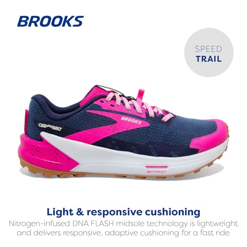 Brooks Women's Catamount 2 Trail Running Shoe - Peacoat/Pink/Biscuit - 9 Medium
