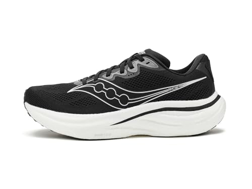 Saucony Women's Ride 19 Sneaker, Black/Silver, 8.5