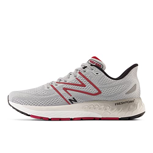 New Balance Men's Fresh Foam X 880v13 Running Shoe Aluminum Grey/Crimson/Black 8 Wide