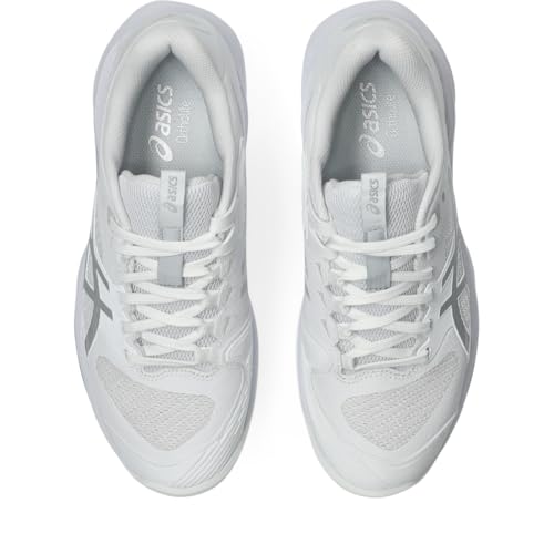 ASICS Women's Solution Speed FlyteFoam 4 Clay Tennis Shoes, 8.5, White/Pure Silver