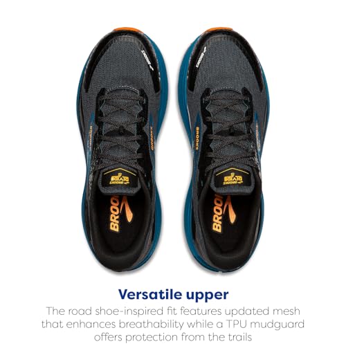 Brooks Men’s Divide 5 Trail Running Shoe - Ebony/Blue Sapphire/Orange - 10 Medium