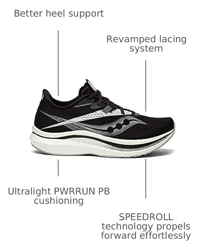 Saucony Women's Endorphin Pro 2 Running Shoe, Black/White, 6.5