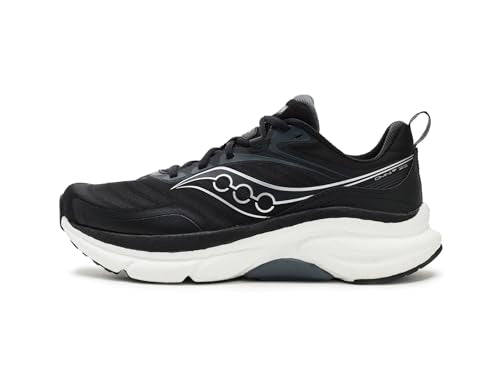 Saucony Women's Omni St 23 Sneaker, Black/Silver, 8.5