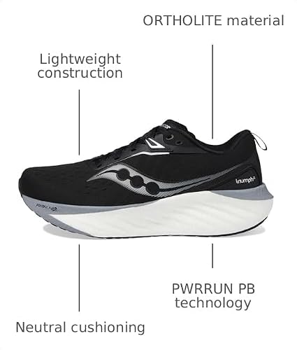 Saucony Men's Triumph 22 Sneaker, Black/White, 12.5