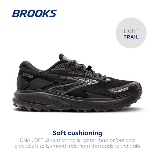 Brooks Men’s Divide 5 GTX Waterproof Trail Running Shoe - Black/Alloy/Primer Grey - 11 Medium