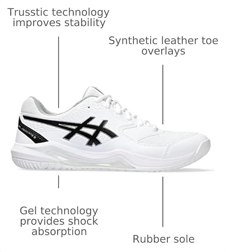 ASICS Men's Gel-Dedicate 8 Tennis Shoes, 12, White/Black