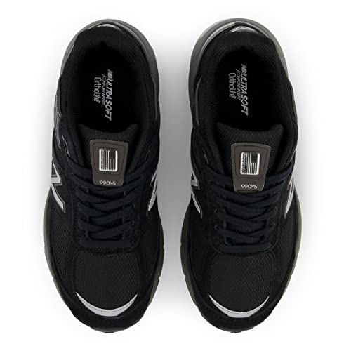New Balance Women's Made in US 990 V5 Sneaker, Black/Silver, 5 N US