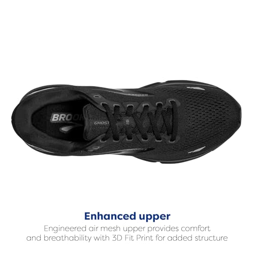 Brooks Women's Ghost 15 Neutral Running Shoe - Black/Black/Ebony - 5 Wide