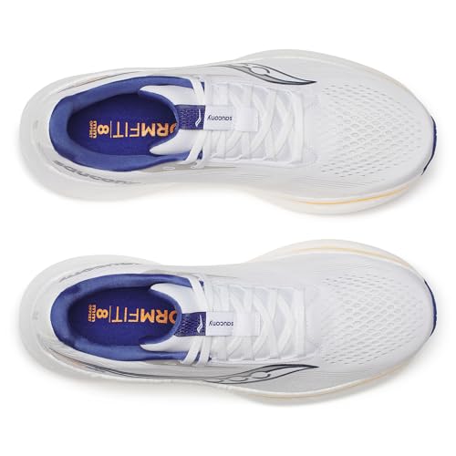 Saucony Men's Ride 18 Sneaker, White/Azurite, 11.5