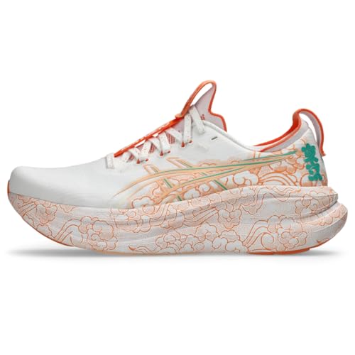 ASICS Unisex Gel-Nimbus 28 Tokyo Running Shoes, 6M / 7.5W, White/Apricot Crush