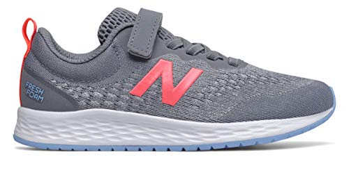 New Balance Kid's Fresh Foam Arishi V3 Alternative Closure Running Shoe, Gunmetal/Tahitian Pink/Team Carolina, 7 W US Big Kid (8-12 Years)