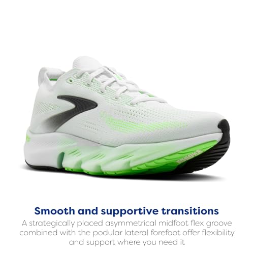 Brooks Men’s Glycerin Flex Neutral Running & Walking Shoe - White/Green Gecko/Phantom - 15 Medium - alternate view 3