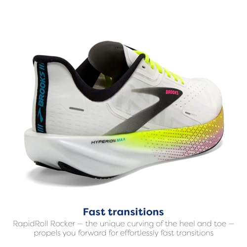 Brooks Men’s Hyperion Max Neutral Running Shoe - White/Black/Nightlife - 9 Medium