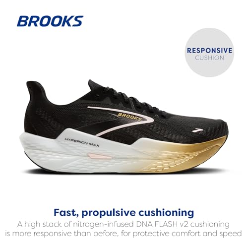 Brooks Men’s Hyperion Max 2 Neutral Running Shoe - Black/Gold/Pink - 12.5 Medium