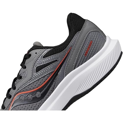 Saucony Men's Cohesion 16 Sneaker, Charcoal/Orange, 12.5 Wide