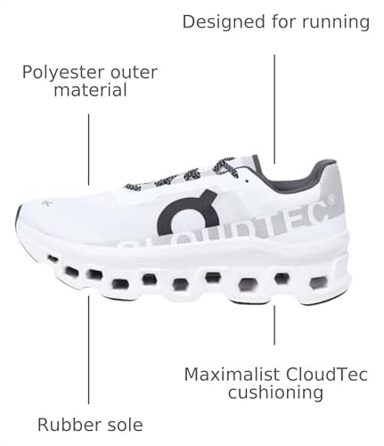 On Men's Cloudmonster Sneakers, All White, 10.5 Medium US
