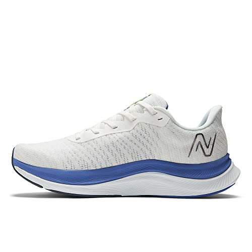 New Balance Men's FuelCell Propel V4 Running Shoe, White/Marine Blue/Thirty Watt, 8 Wide