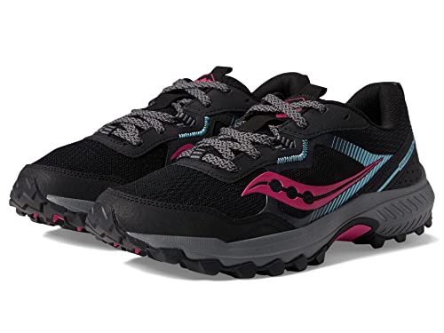 Saucony womens Excursion Tr16 Trail Running Shoe, Black/Fuchsia, 8.5 US