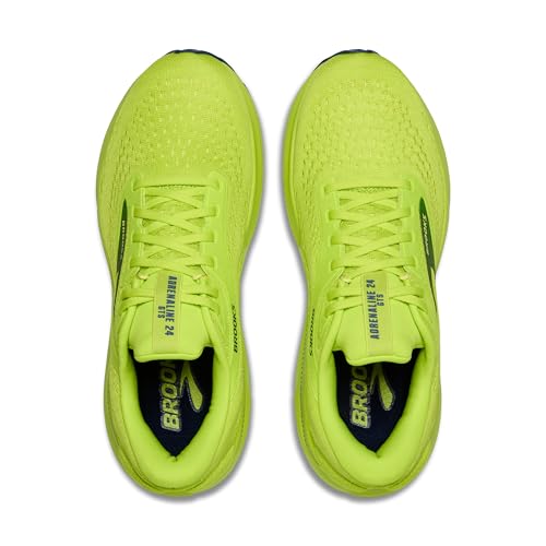 Brooks Men’s Adrenaline GTS 24 Supportive Running Shoe - Acid Lime/Sunny Lime/Navy - 8.5 Medium