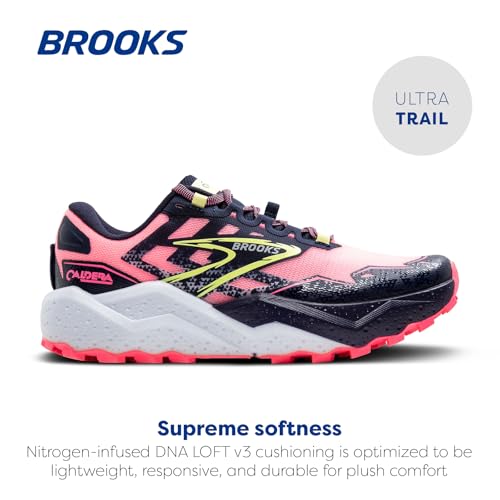 Brooks Women’s Caldera 7 Trail Running Shoe - Pink/Peacoat/Sunny Lime - 8 Medium
