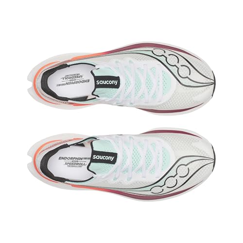 Saucony Men's Endorphin Pro 5 Sneaker, White/Crimson, 10