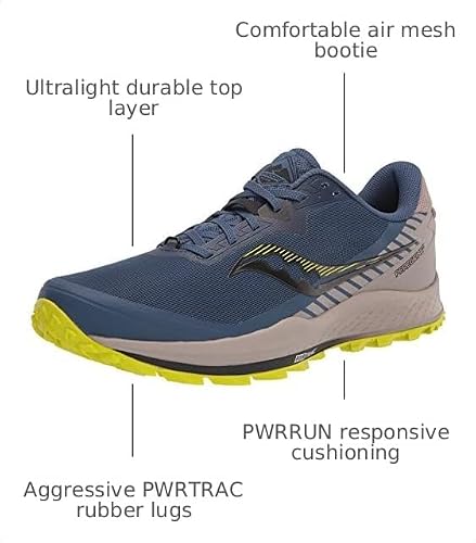 Saucony Men's Peregrine 11 Trail Running Shoe, Storm/Gravel, 7.5