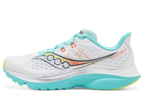 Saucony Women's Kinvara 16 Sneaker, White/Aqua, 7