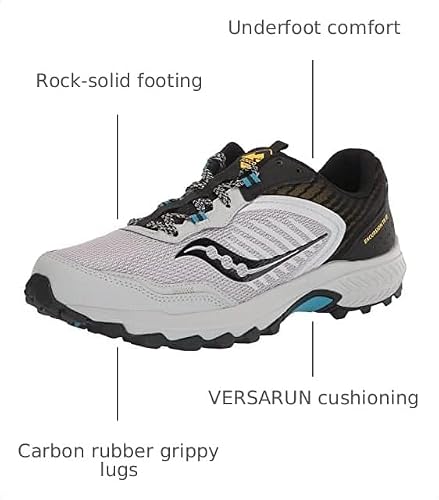 Saucony Men's Excursion TR15 Trail Running Shoe, Fog/Black/Topaz, 10.5