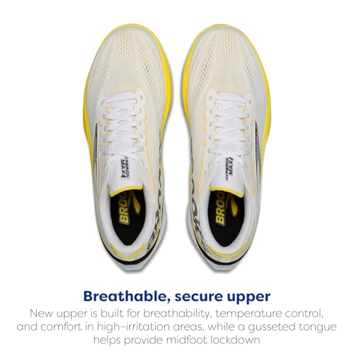 Brooks Women’s Hyperion Max 4 Neutral Running Shoe - White/Cyber Yellow/Black - 9 Medium