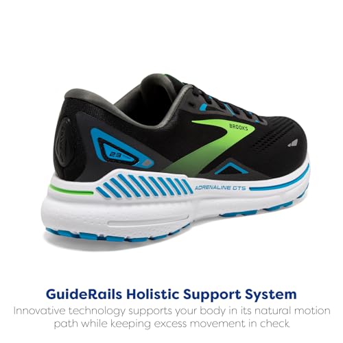 Brooks Men’s Adrenaline GTS 23 Supportive Running Shoe - Black/Hawaiian Ocean/Green - 9 Medium