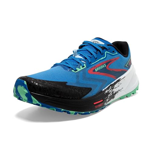Brooks Men's Catamount 3 Trail Running Shoe - Victoria Blue/Black/Spring Bud - 10 Medium