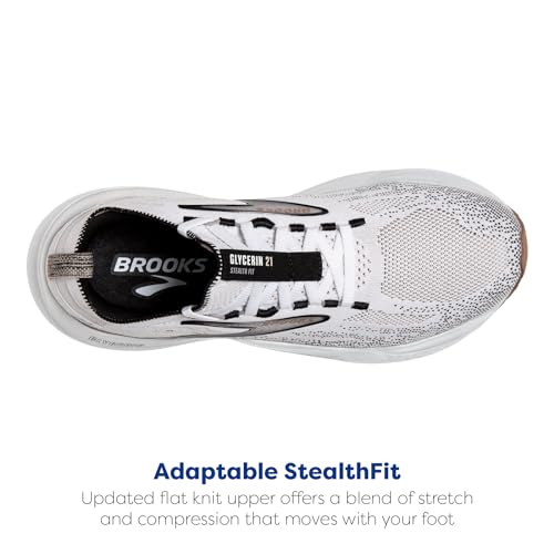 Brooks Women’s Glycerin Stealthfit 21 Neutral Running Shoe - White/Grey/Black - 11 Medium
