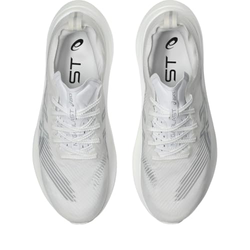 ASICS Unisex MEGABLAST Running Shoes, 10.5M / 12W, White/Piedmont Grey