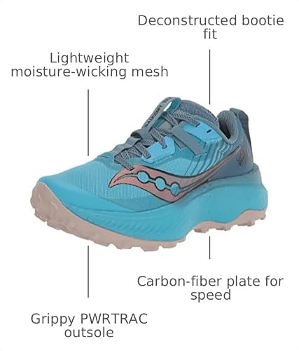 Saucony Women's Endorphin Edge Trail Running Shoe, Ocean/Loam, 5 Medium