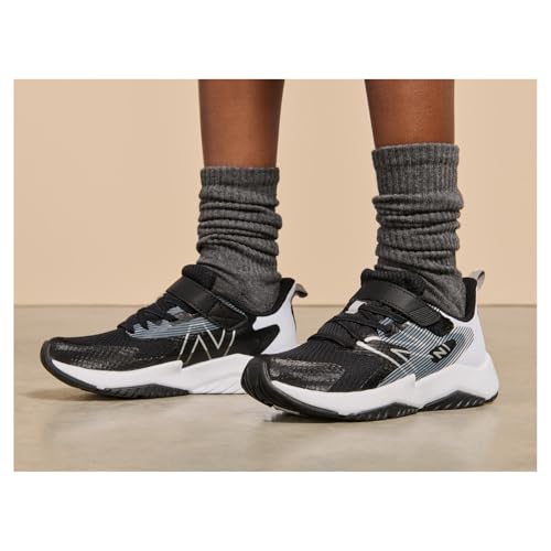 New Balance Kid's Rave Run V2 Hook & Loop Running Shoe, Black/White, 11 Wide Little Kid