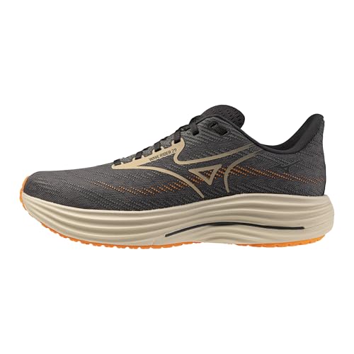 Mizuno Wave Rider 29 men’s running shoe in Quiet Shade-Summer Sand, lateral view