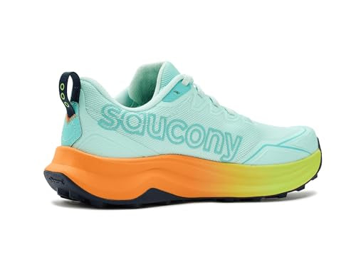 Saucony Women's Peregrine 16 Sneaker, Aqua/Citron, 9.5