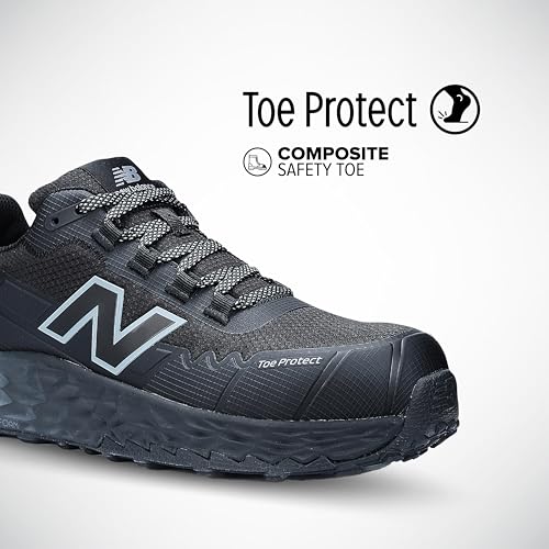 New Balance Fresh Foam Cremorne Composite Toe Safety Shoes for Men - Non Slip, Electrical Hazard - Black/Grey, Low Rise