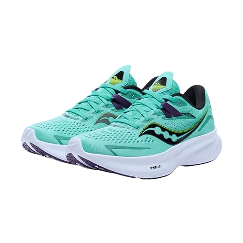 Saucony Women's Ride 15 Sneaker, Cool Mint/Acid, 11