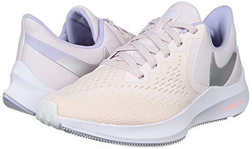 Nike Womens Zoom Winflo 6 Running Trainers CK4475 Sneakers Shoes (UK 6 US 8.5 EU 40, Pale Pink Metallic Silver 600)