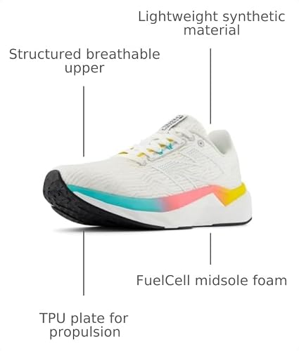 New Balance Women's FuelCell Propel V5 Running Shoe, White/Cyber Jade/Ginger Lemon, 8.5