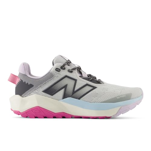 Women's New Balance DynaSoft Nitrel v6 Trail Shoes in Grey Matter/Magnet/Real Pink alternate view 3